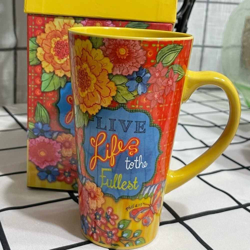 NIB Divinity Stoneware Mug : Live Life 16 oz Stone Mug & Matching Gift Box